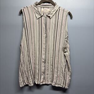 Old Ranch Sleeveless Button Down Women’s XXL Seersucker Western - Organic Cotton